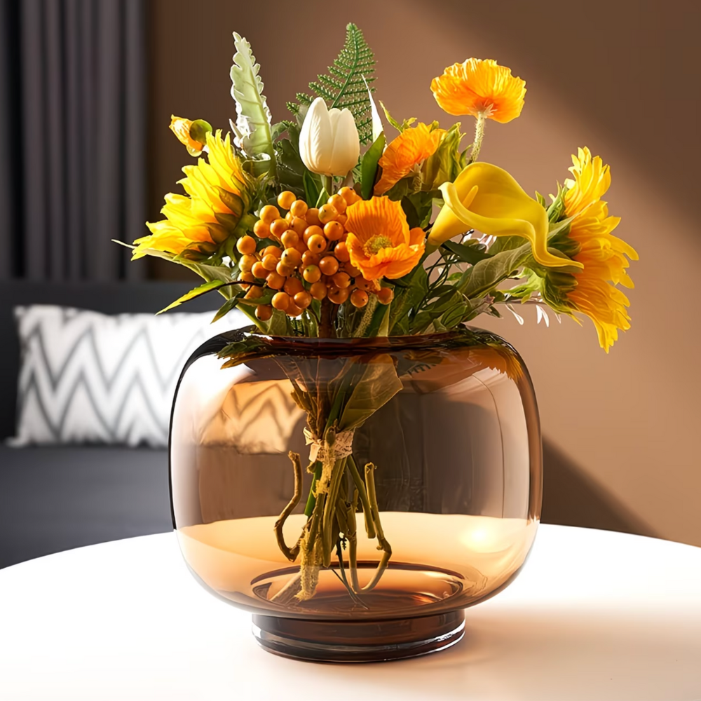 Amber Aura Glass Vase