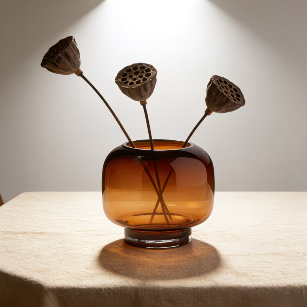 Amber Aura Glass Vase