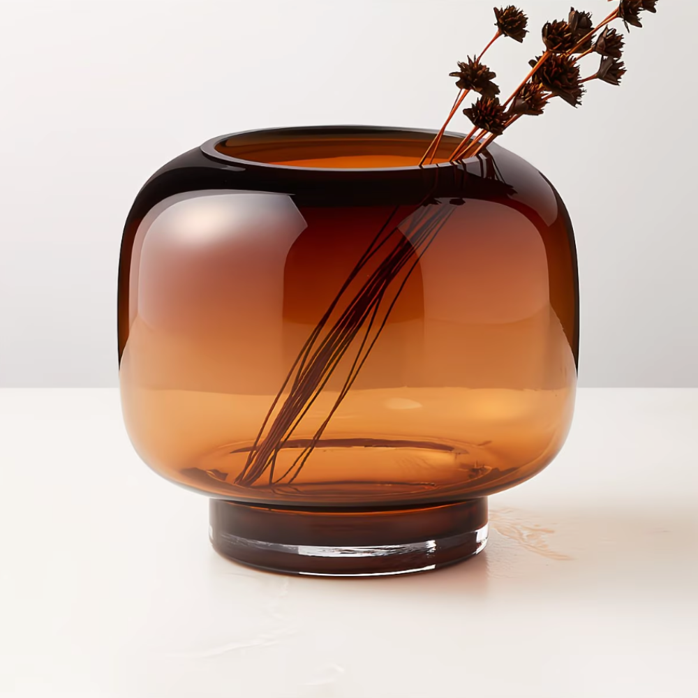 Amber Aura Glass Vase