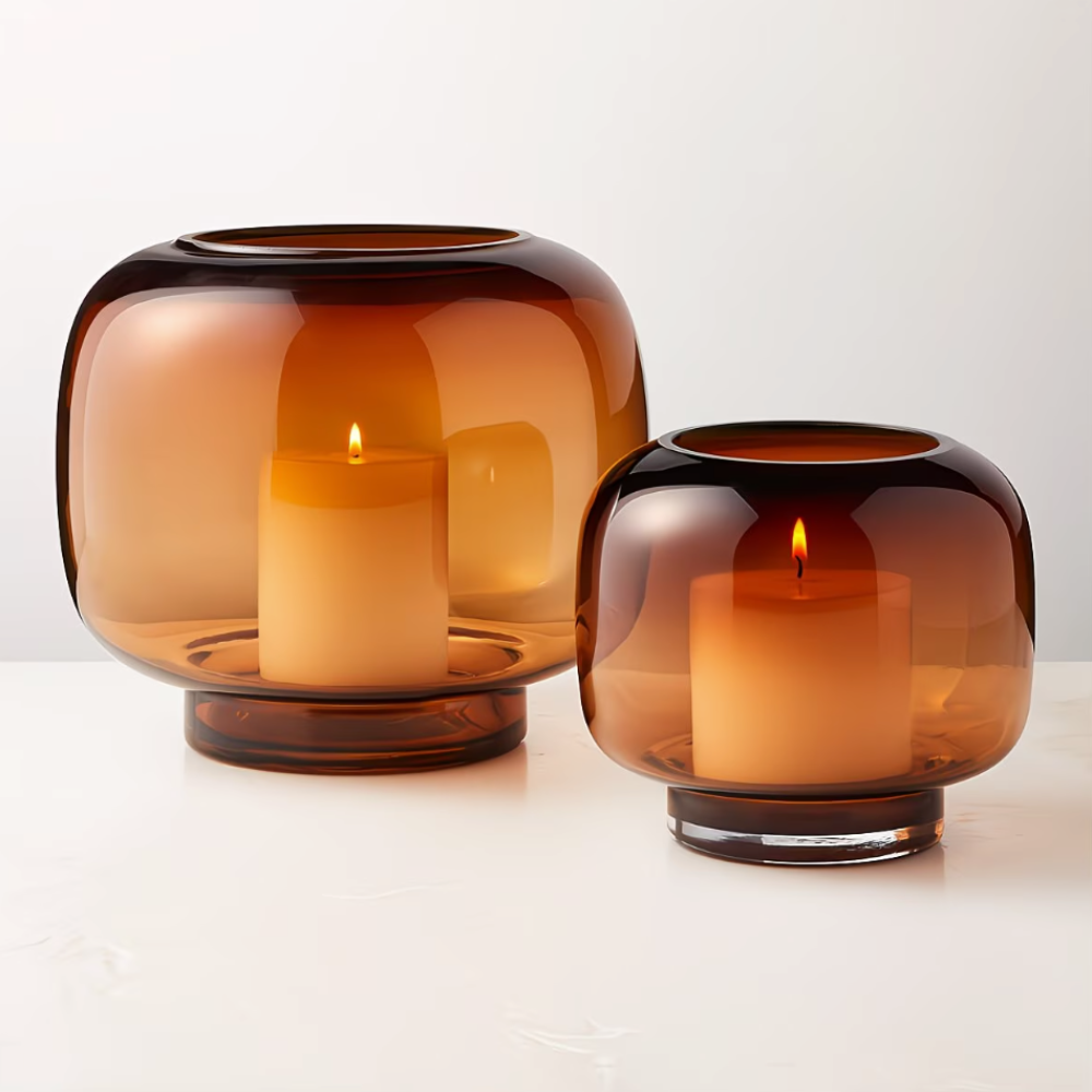 Amber Aura Glass Vase