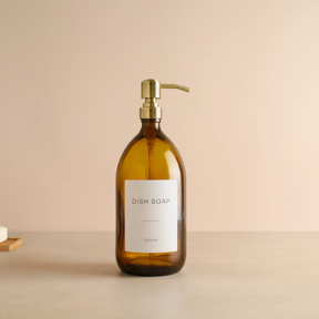 Labeled Glass Dispenser Bottle