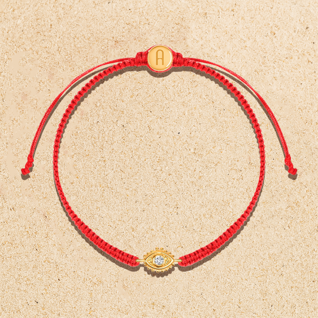 Negativity Protection - Gold Evil Eye Red String Bracelet
