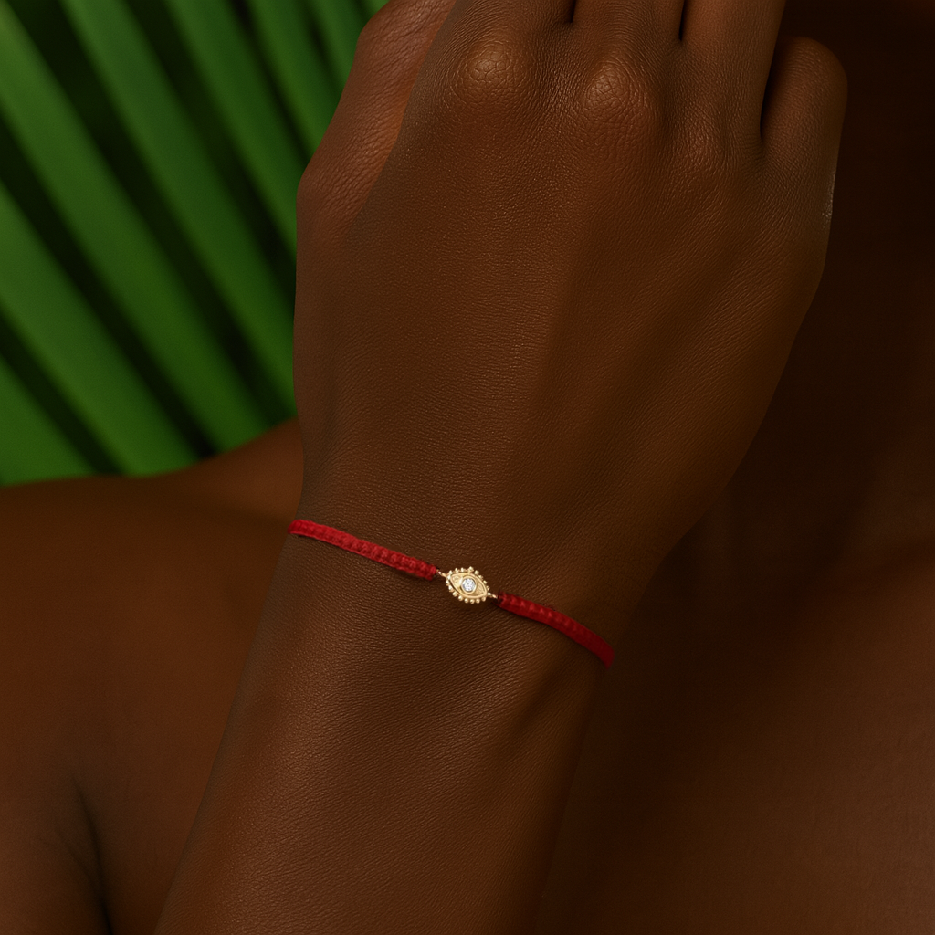 Negativity Protection - Gold Evil Eye Red String Bracelet